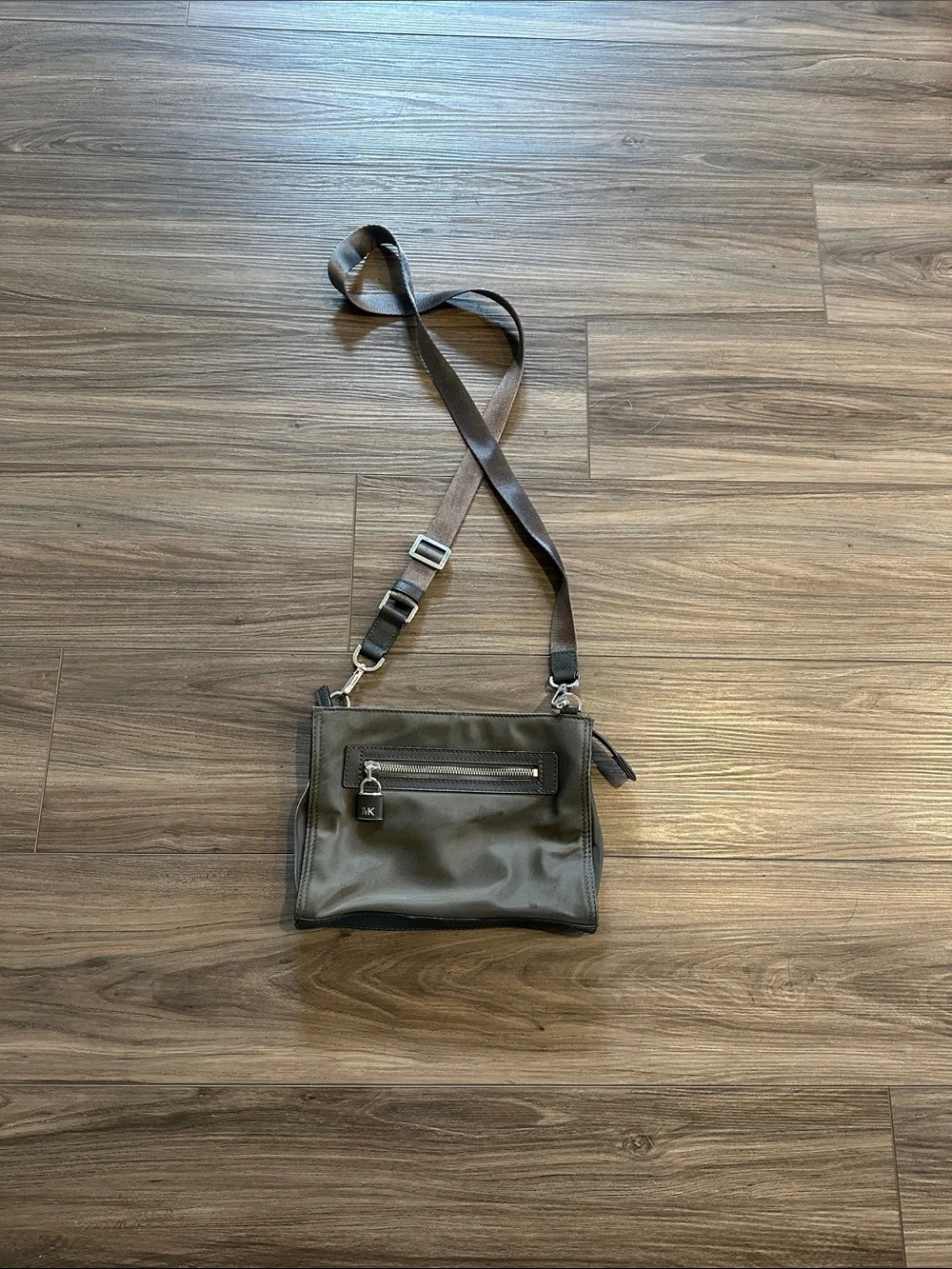 Michael Kors Grey Nylon Crossbody with Front Zip